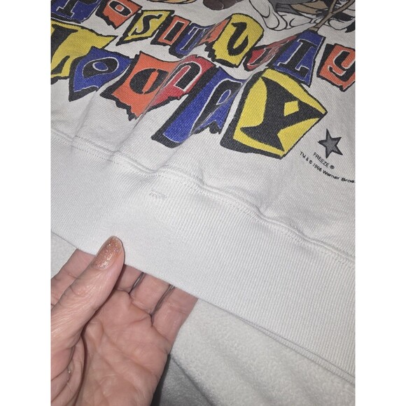 Vintage 90s Space Jam Looney Tunes Positively Looney Sweatshirt L 1996 Freeze - Picture 11 of 16
